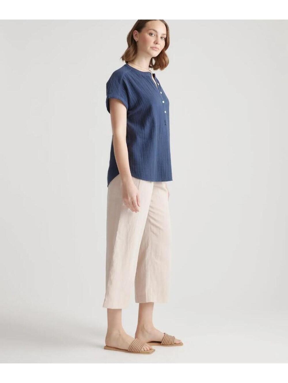 Quince 100% Organic Cotton Gauze Roll Sleeve Shirt small
